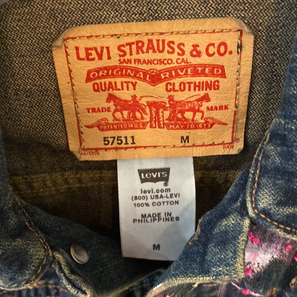 Salvatore Principe artist custom Swarovski crystal hand painted denim jacket M - Picture 9 of 10